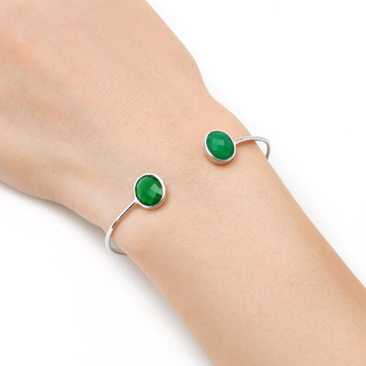 Green Onyx Checker Cuff Bangle Bracelet B-1004 SDB5013