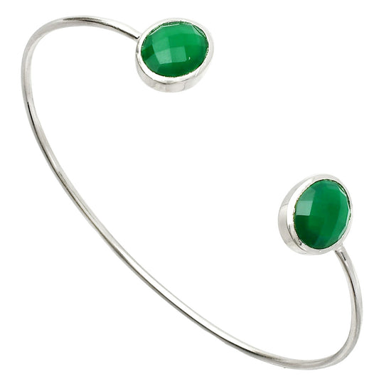 Green Onyx Checker Cuff Bangle Bracelet B-1004 SDB5014