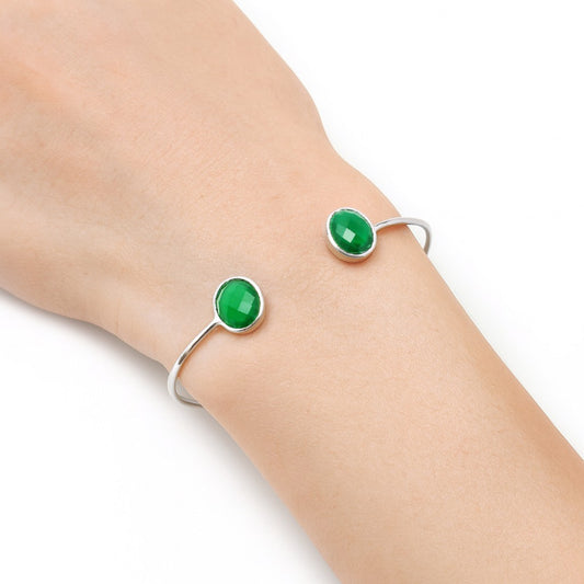 Green Onyx Checker Cuff Bangle Bracelet B-1004 SDB5014
