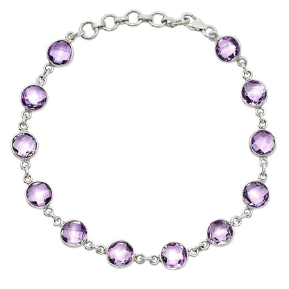 Amethyst Checker Briolette - Brazil Bracelet B-1001 SDB5023
