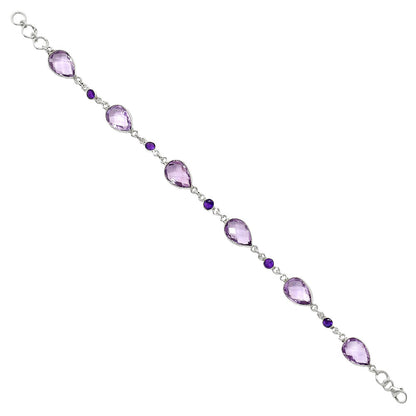 Amethyst Checker Briolette - Brazil Bracelet B-1006 SDB5053