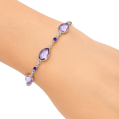 Amethyst Checker Briolette - Brazil Bracelet B-1006 SDB5053