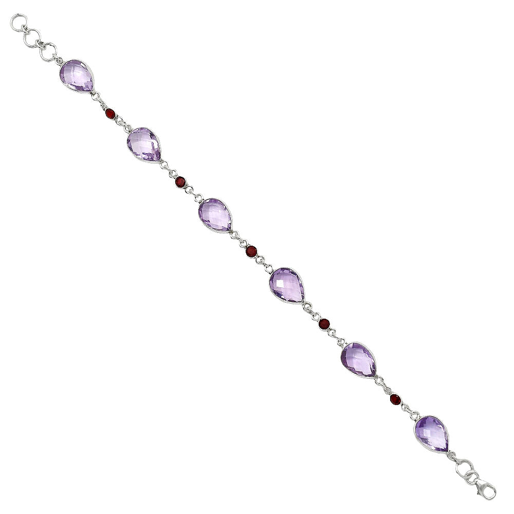 Amethyst Checker Briolette & Garnet Bracelet B-1006 SDB5054