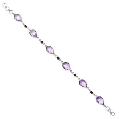 Amethyst Checker Briolette & Garnet Bracelet B-1006 SDB5054
