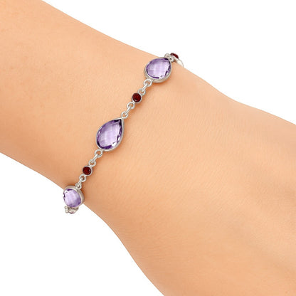 Amethyst Checker Briolette & Garnet Bracelet B-1006 SDB5054