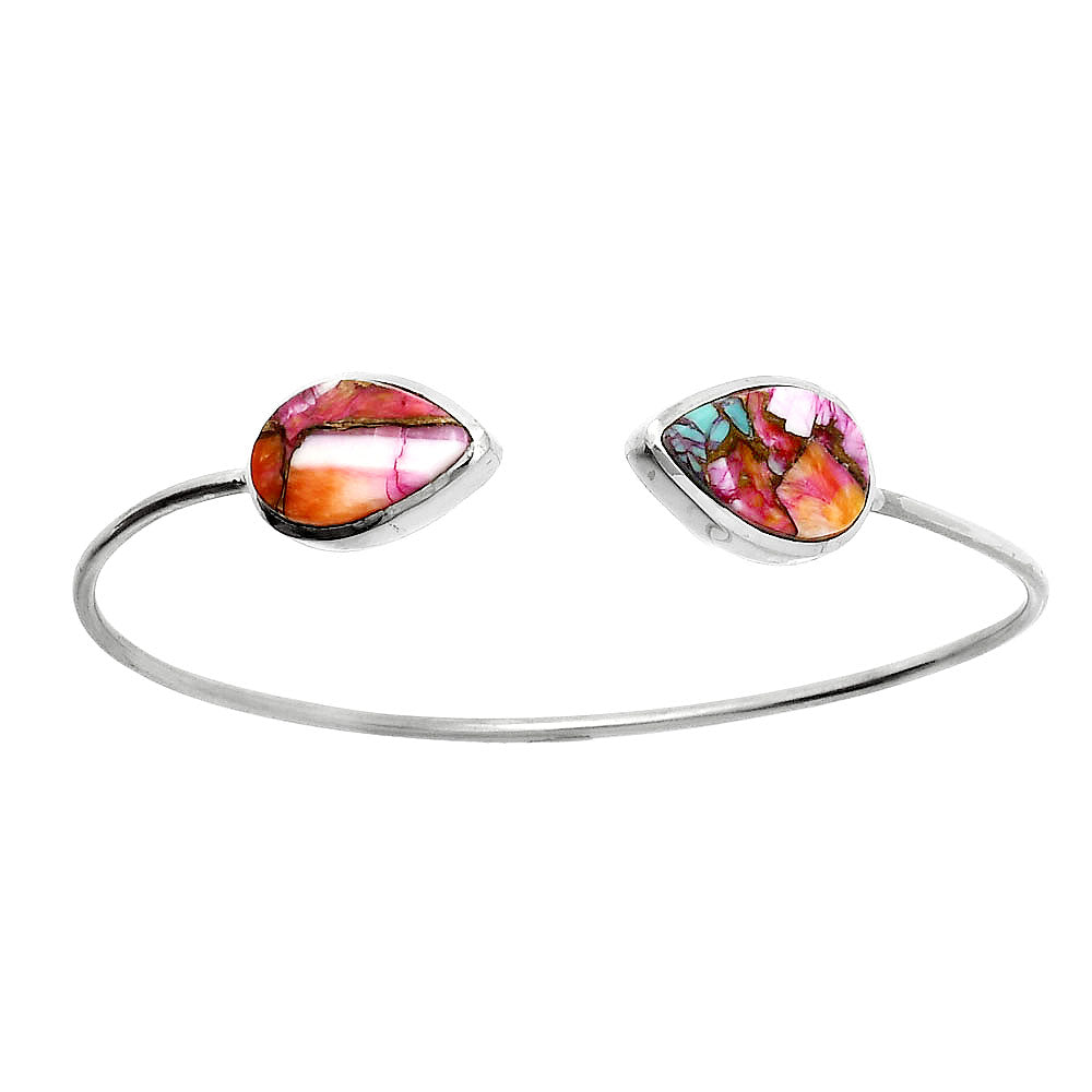 Kingman Orange Dahlia Turquoise Cuff Bangle Bracelet B-1004 SDB5080