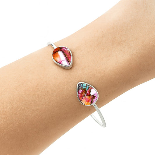 Kingman Orange Dahlia Turquoise Cuff Bangle Bracelet B-1004 SDB5080