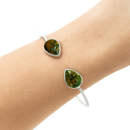Rhyolite - Rainforest Jasper Cuff Bangle Bracelet B-1004 SDB5089