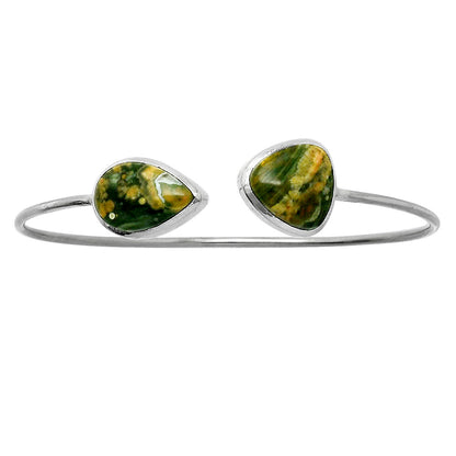 Rhyolite - Rainforest Jasper Cuff Bangle Bracelet B-1004 SDB5103