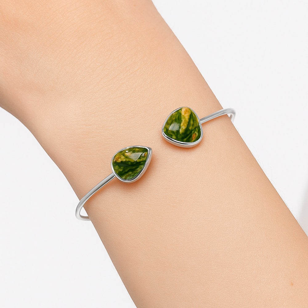 Rhyolite - Rainforest Jasper Cuff Bangle Bracelet B-1004 SDB5103