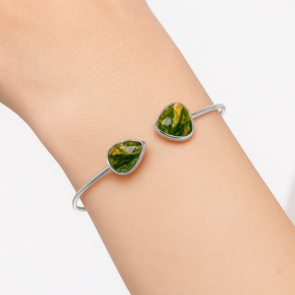 Rhyolite - Rainforest Jasper Cuff Bangle Bracelet B-1004 SDB5103