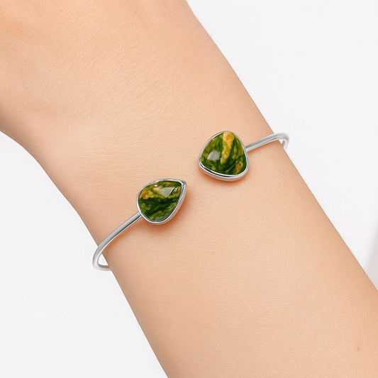 Rhyolite - Rainforest Jasper Cuff Bangle Bracelet B-1004 SDB5103