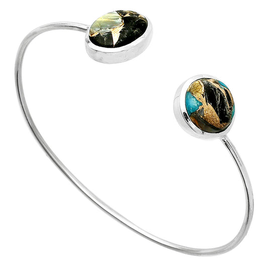 Shell In Black Blue Turquoise Cuff Bangle Bracelet B-1004 SDB5119