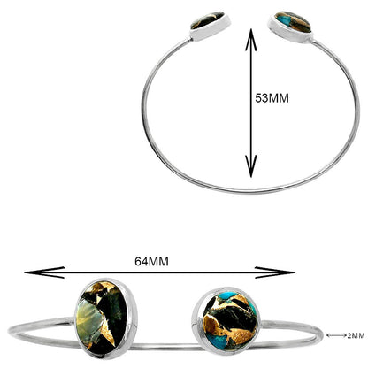 Shell In Black Blue Turquoise Cuff Bangle Bracelet B-1004 SDB5119