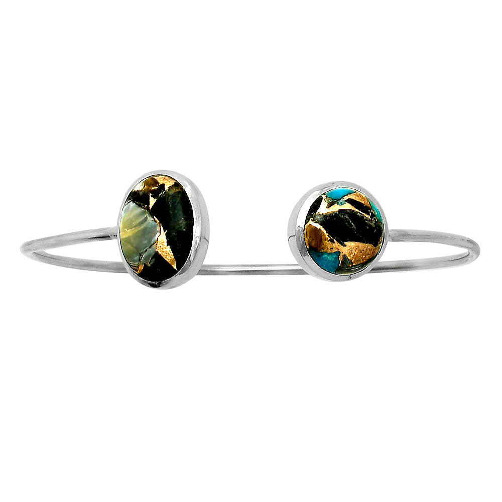 Shell In Black Blue Turquoise Cuff Bangle Bracelet B-1004 SDB5119