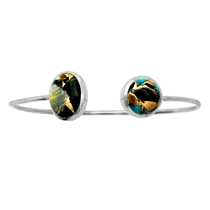 Shell In Black Blue Turquoise Cuff Bangle Bracelet B-1004 SDB5119