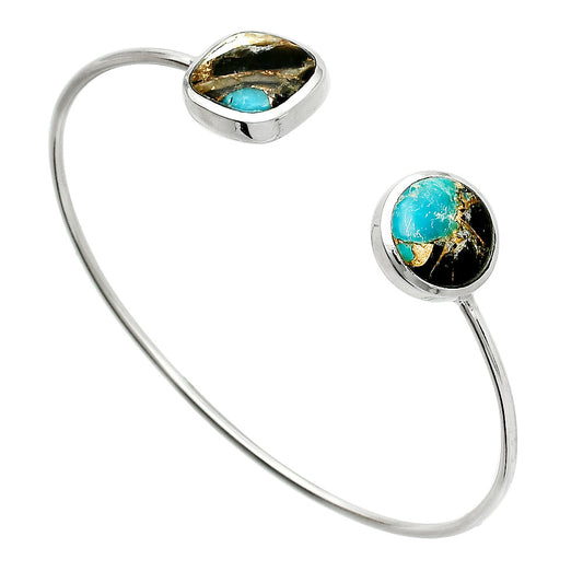 Shell In Black Blue Turquoise Cuff Bangle Bracelet B-1004 SDB5122
