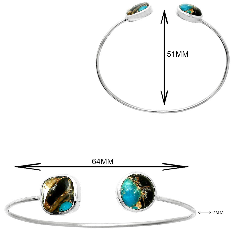 Shell In Black Blue Turquoise Cuff Bangle Bracelet B-1004 SDB5122