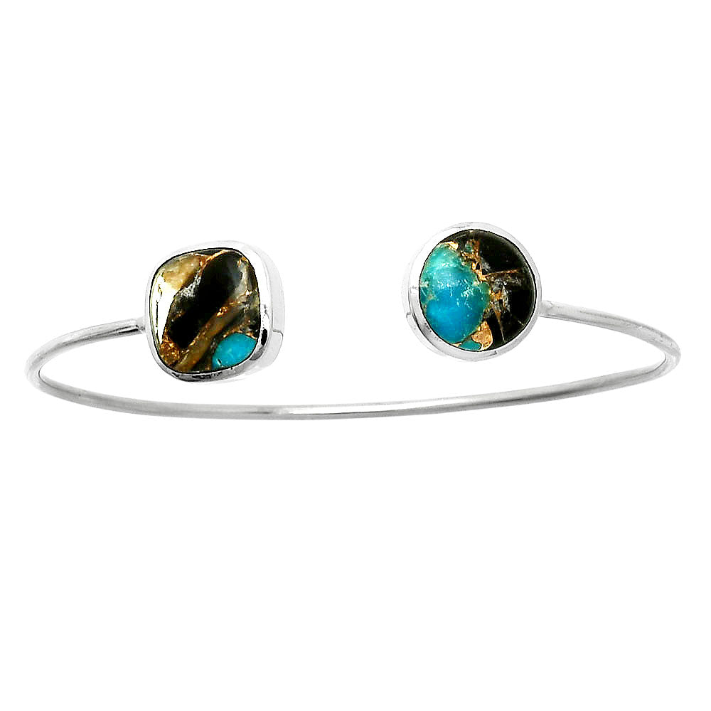 Shell In Black Blue Turquoise Cuff Bangle Bracelet B-1004 SDB5122