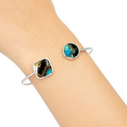 Shell In Black Blue Turquoise Cuff Bangle Bracelet B-1004 SDB5122
