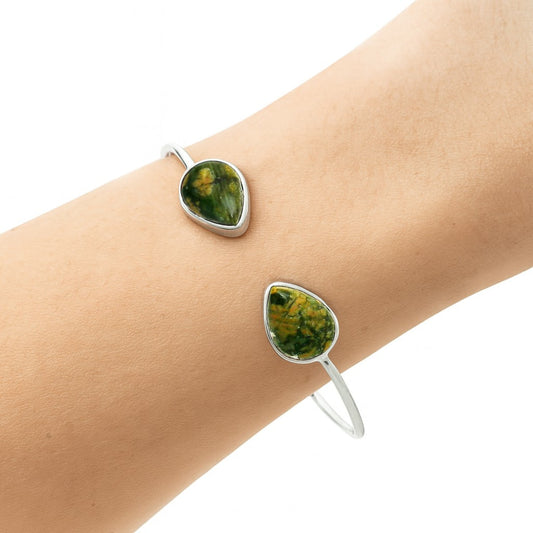 Rhyolite - Rainforest Jasper Cuff Bangle Bracelet B-1004 SDB5125