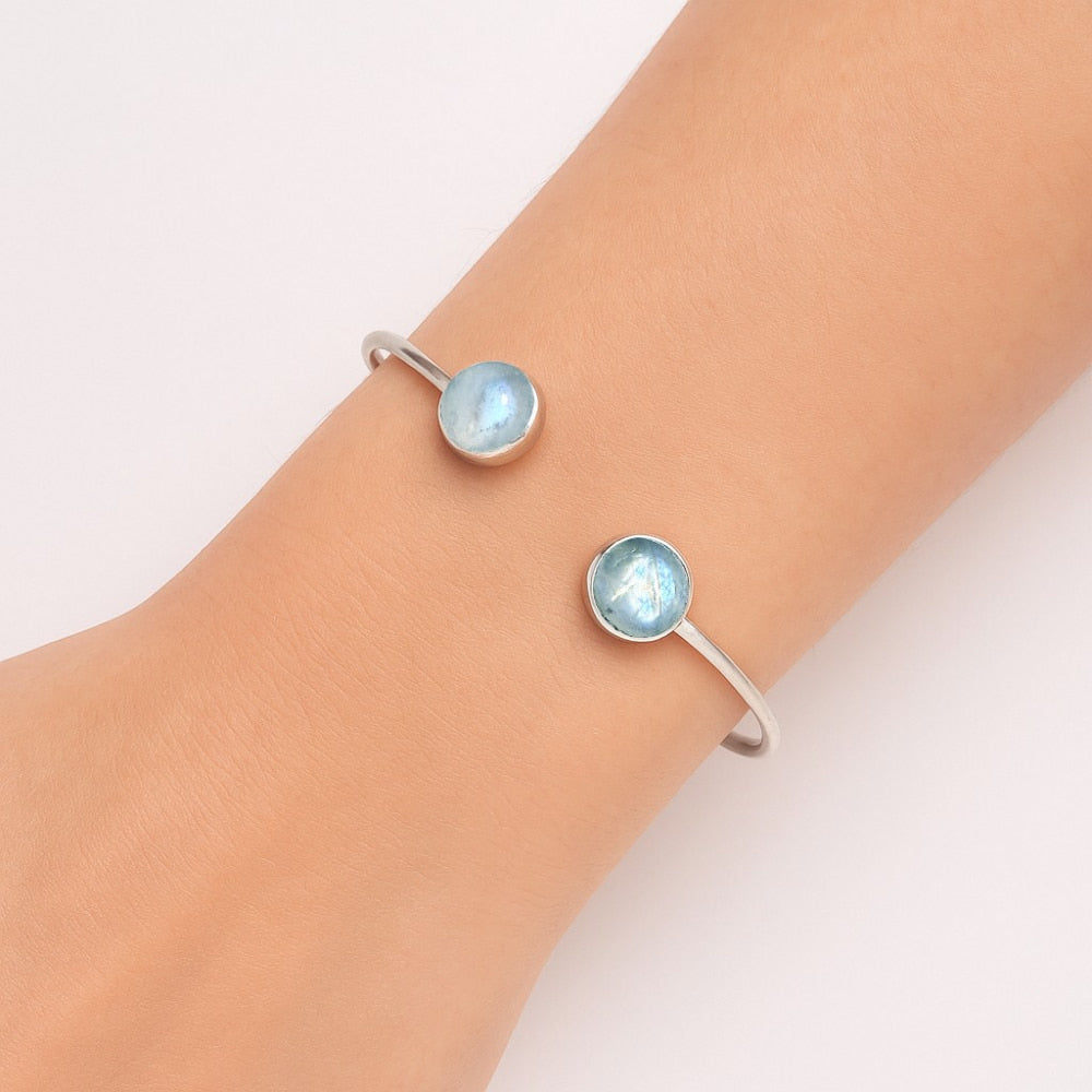 Rainbow Moonstone Cuff Bangle Bracelet B-1004 SDB5133