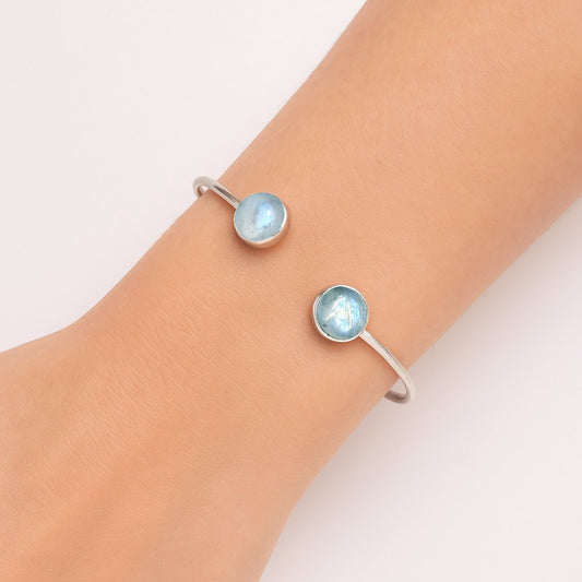 Rainbow Moonstone Cuff Bangle Bracelet B-1004 SDB5133