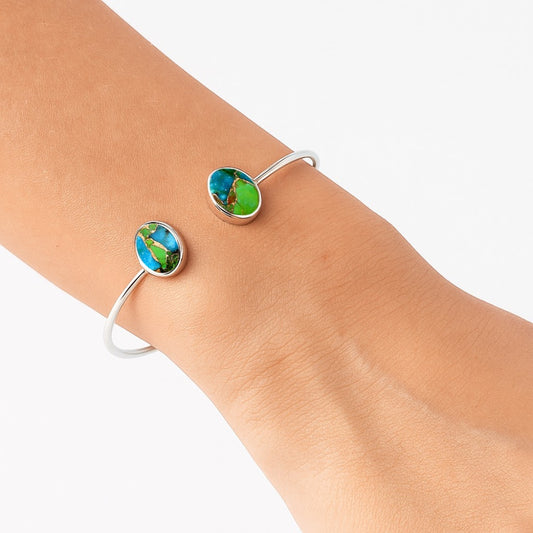 Blue Turquoise In Green Mohave Cuff Bangle Bracelet B-1004 SDB5141