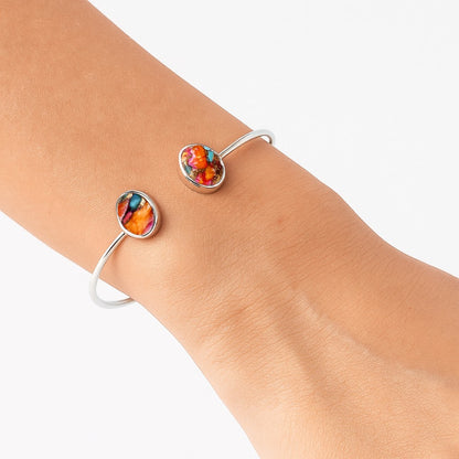 Kingman Orange Dahlia Turquoise Cuff Bangle Bracelet B-1004 SDB5149