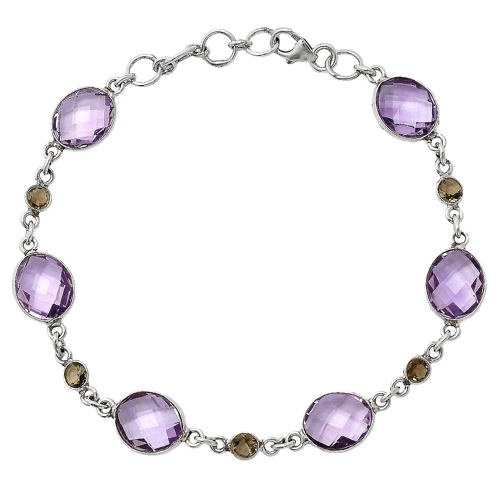 Amethyst Checker Briolette & Smoky Quartz Bracelet B-1006 SDB5170