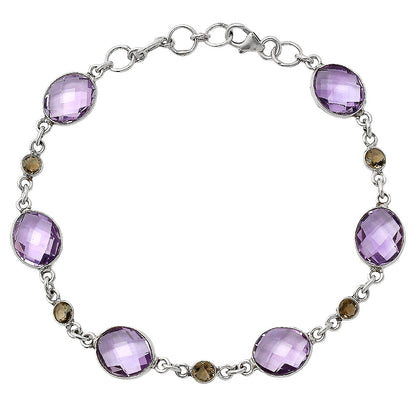 Amethyst Checker Briolette & Smoky Quartz Bracelet B-1006 SDB5170