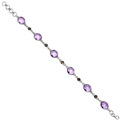 Amethyst Checker Briolette & Smoky Quartz Bracelet B-1006 SDB5170