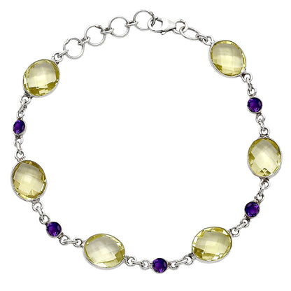 Lemon Quartz Checker Briolette & Amethyst Bracelet B-1006 SDB5171
