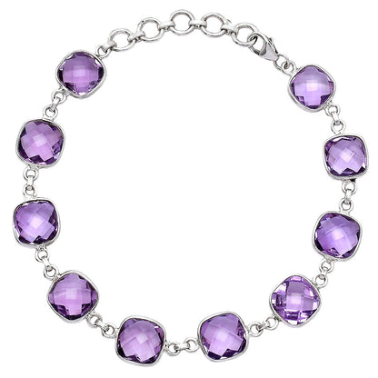 Amethyst Checker Briolette - Brazil Bracelet B-1001 SDB5276