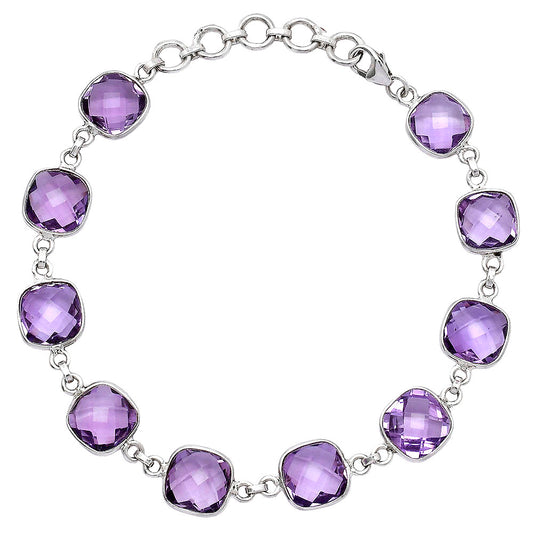 Amethyst Checker Briolette - Brazil Bracelet B-1001 SDB5276