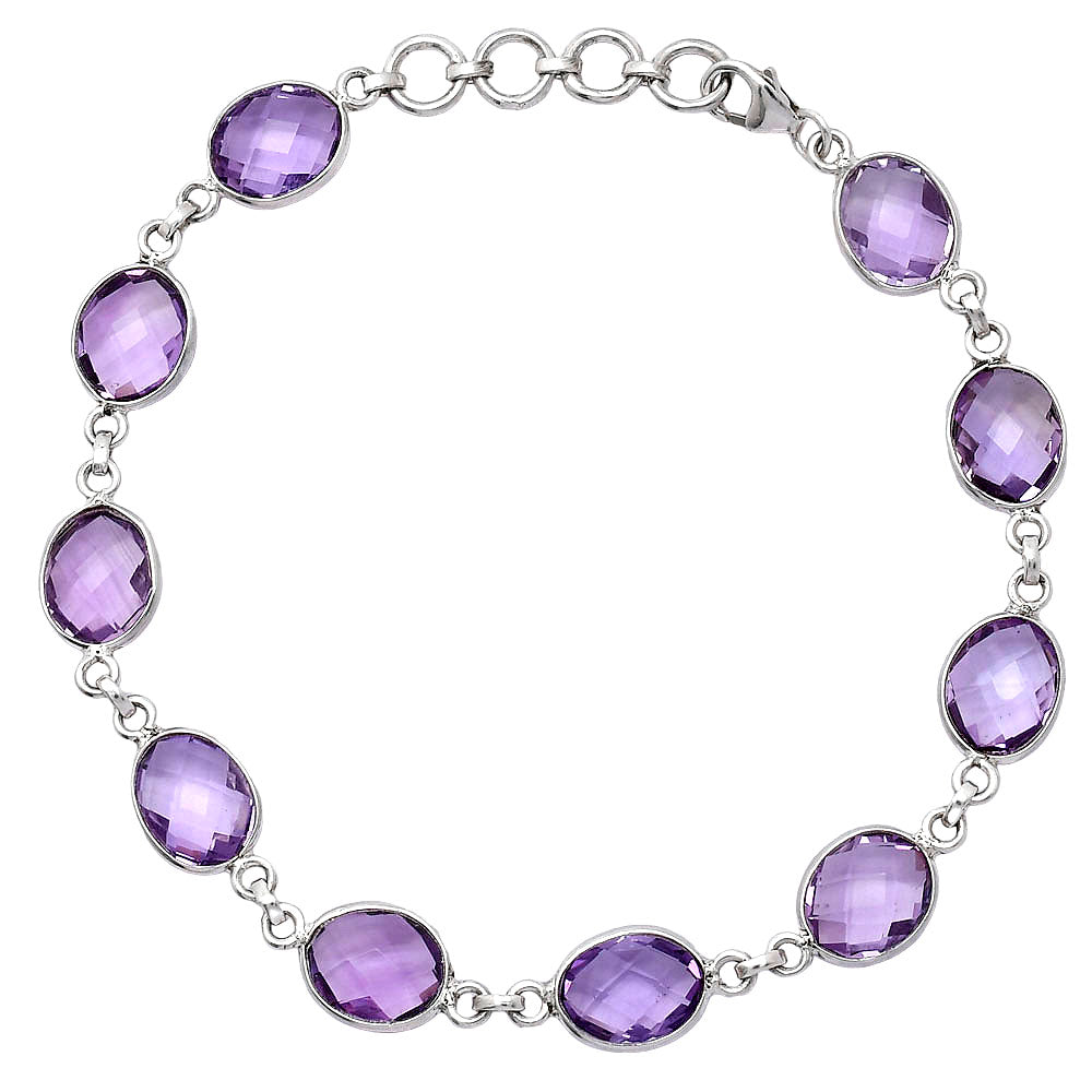 Amethyst Checker Briolette - Brazil Bracelet B-1001 SDB5277