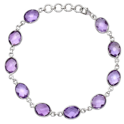 Amethyst Checker Briolette - Brazil Bracelet B-1001 SDB5277