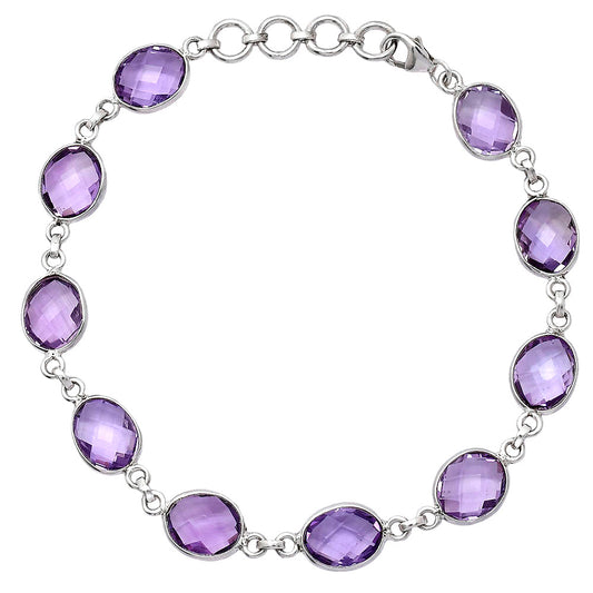 Amethyst Checker Briolette - Brazil Bracelet B-1001 SDB5277