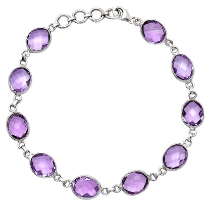 Amethyst Checker Briolette - Brazil Bracelet B-1001 SDB5278