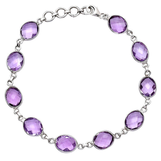 Amethyst Checker Briolette - Brazil Bracelet B-1001 SDB5278