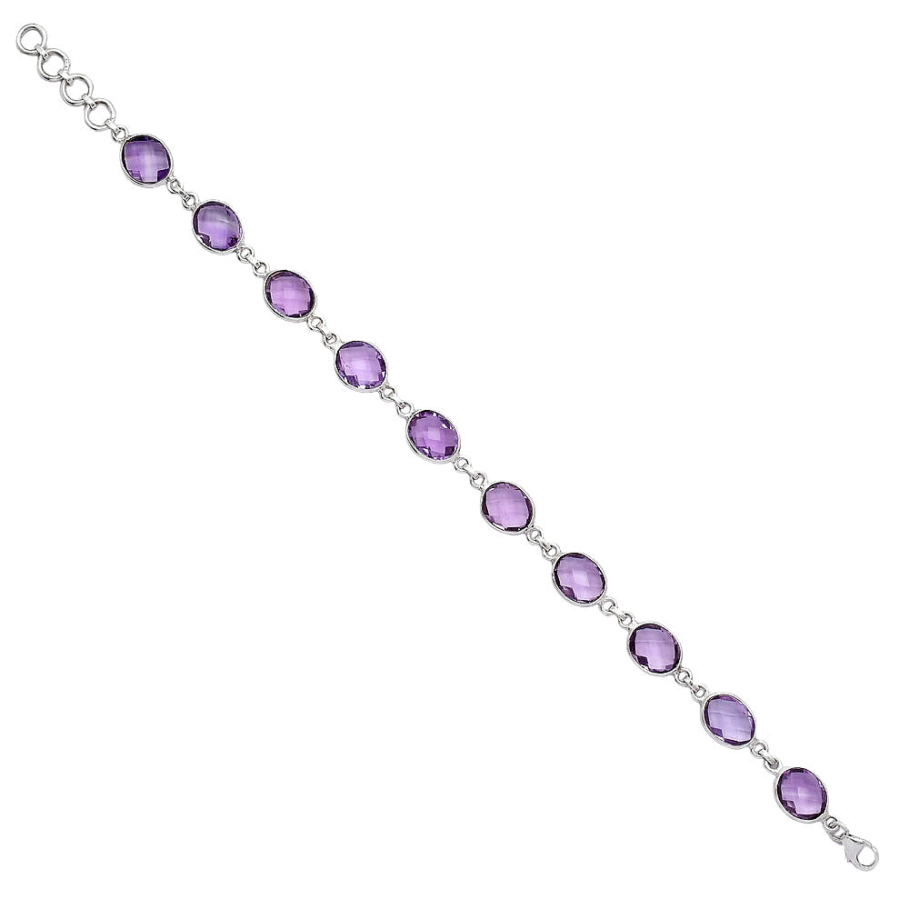Amethyst Checker Briolette - Brazil Bracelet B-1001 SDB5278