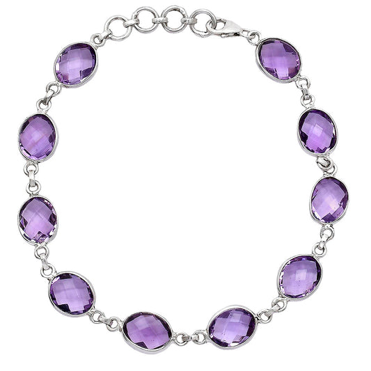 Amethyst Checker Briolette - Brazil Bracelet B-1001 SDB5279