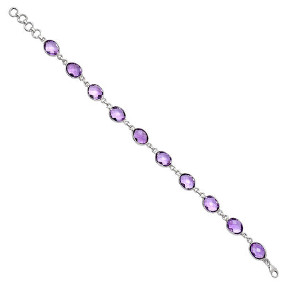 Amethyst Checker Briolette - Brazil Bracelet B-1001 SDB5279
