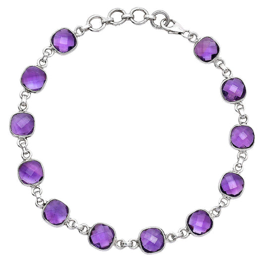 Amethyst Checker Briolette - Brazil Bracelet B-1001 SDB5280