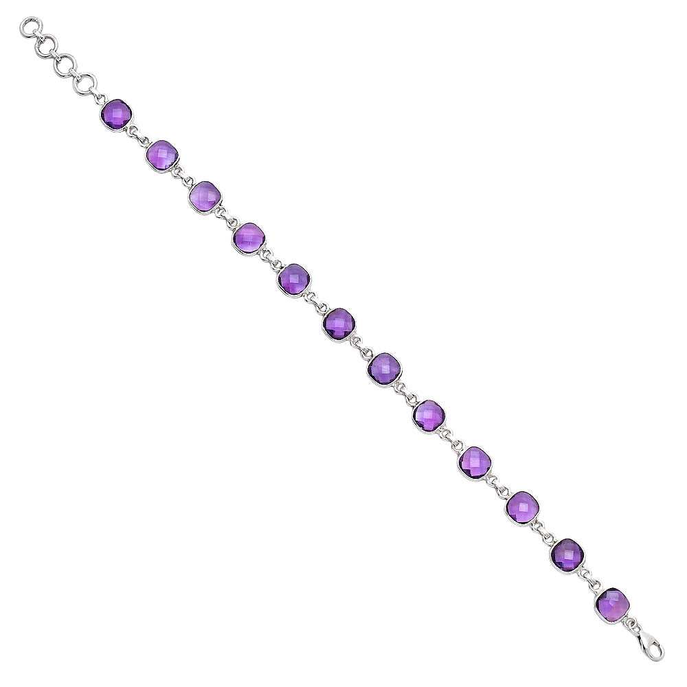 Amethyst Checker Briolette - Brazil Bracelet B-1001 SDB5280