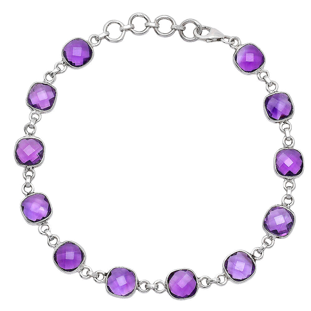 Amethyst Checker Briolette - Brazil Bracelet B-1001 SDB5281