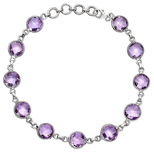 Amethyst Checker Briolette - Brazil Bracelet B-1001 SDB5282