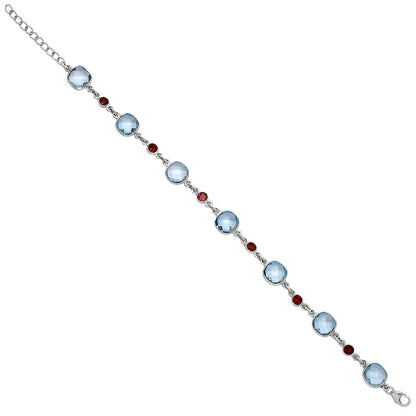 Sky Blue Topaz Checker Briolette & Garnet Bracelet B-1006 SDB5298