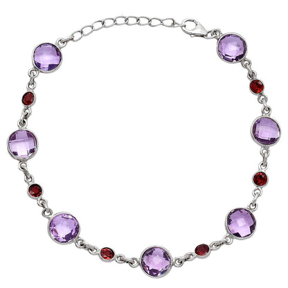 Amethyst Checker Briolette & Garnet Bracelet B-1006 SDB5303