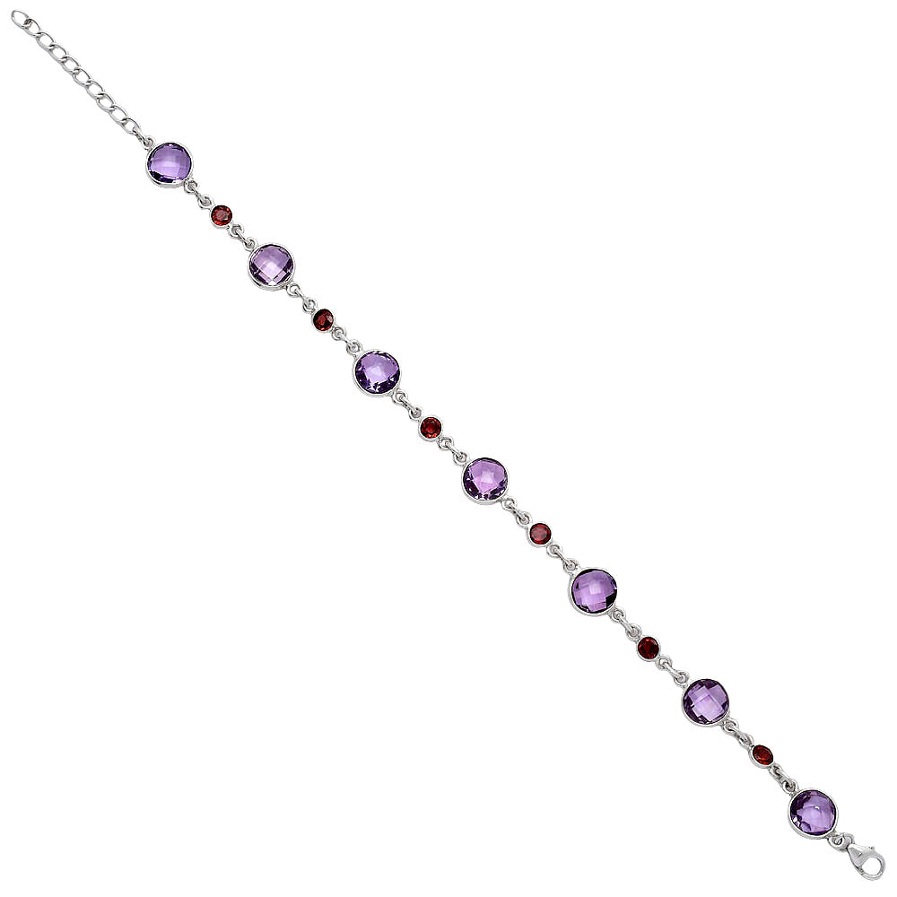 Amethyst Checker Briolette & Garnet Bracelet B-1006 SDB5303